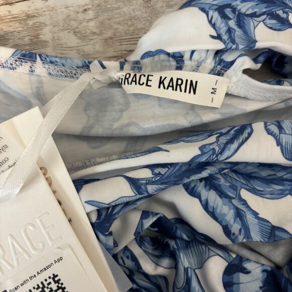 GRACE KARIN Dress Medium Floral Halter Resort Cruise Summer Pockets Sleeveless - Picture 9 of 11